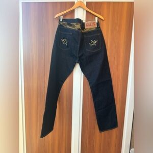 A bathing ape camo bapesta denim jeans